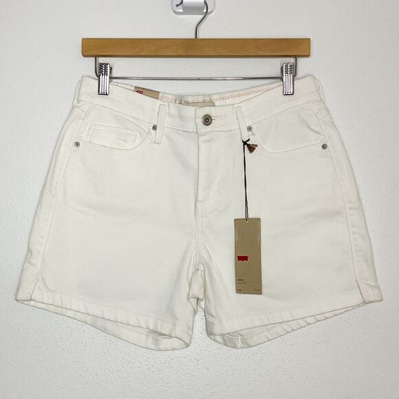 Levi’s NWT new white mid rise denim jean shorts women’s 6 - Picture 2 of 9